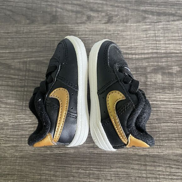 Nike Air Forcé 1 Infant Toddlers Black Gold Low Crib Shoes CK2201 002 Size 1C - Picture 5 of 8